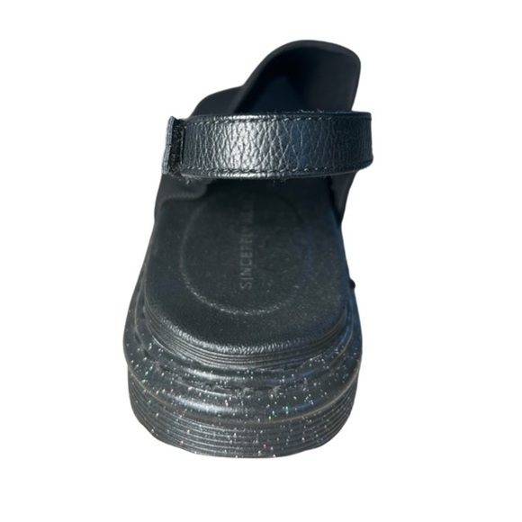 NWOT SINCERELY JULES TINA BLACK SPARKLE HEEL STRAP SANDALS, BIG GIRLS SIZE 4M - Picture 4 of 8